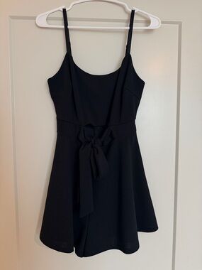 Fashion Nova Black Spaghetti-Strap Mini Dress with Tie Waist - Size L
